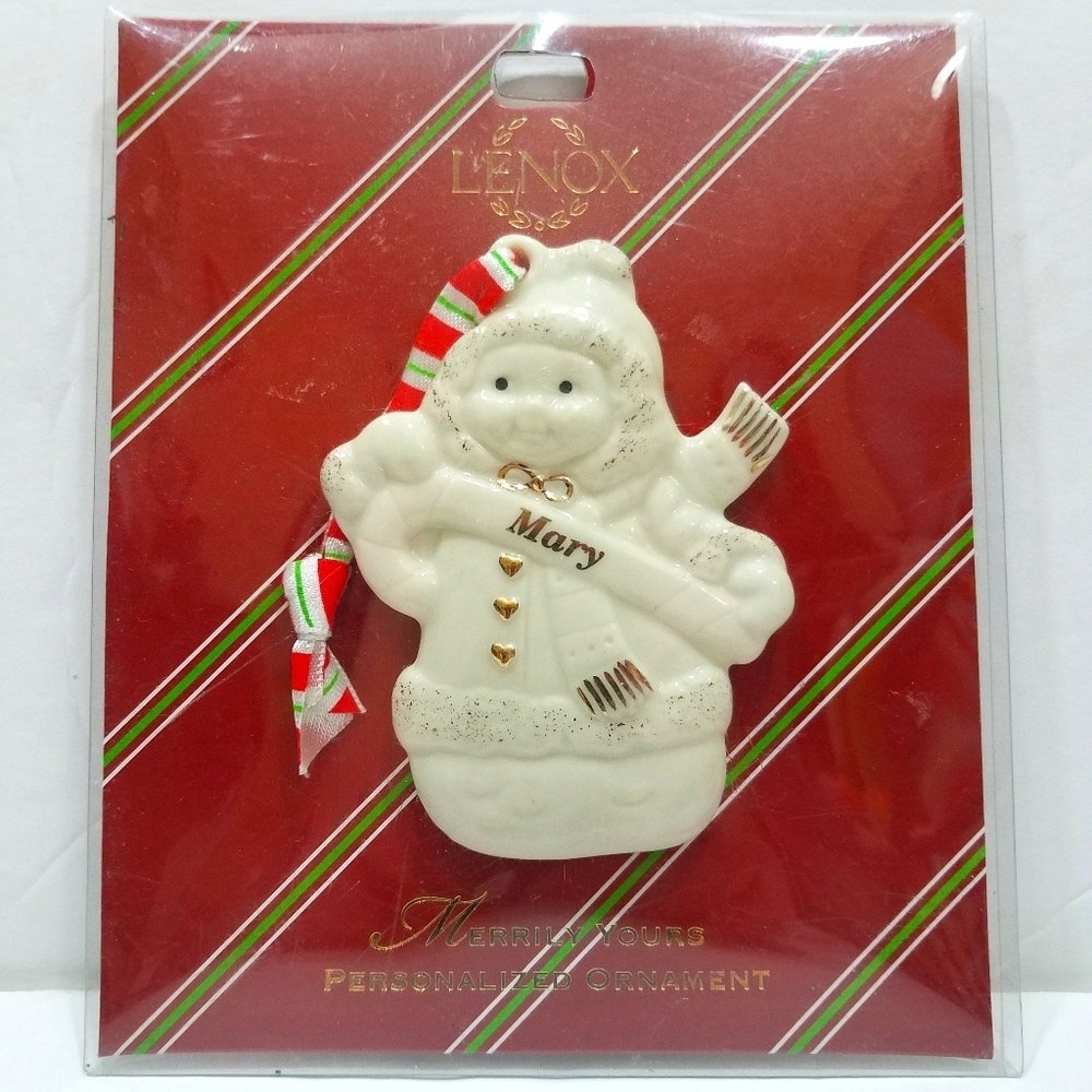 Lenox 'Mary' Snowman Name Ornament New